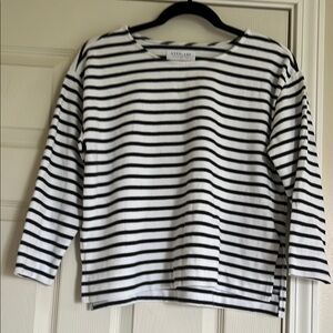 Everlane Black and White Striped Split Hem Top